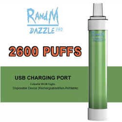 RandM Dazzle Pro 2600 Puffs Disposable Vape pen Electronic Cigarettes Device Kit Bar R and M RGB Light 12 Colors