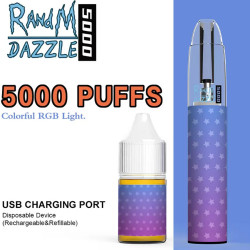 RGB Light RandM Dazzle 5000 Puffs Disposable Pod Device Kit E cigarette Rechargeable Battery Prefilled 10ml Cartridge Vape Pen