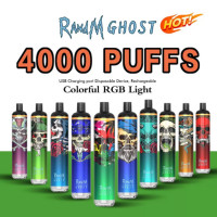 Wholesale Price RandM Ghost 4000 puffs Disposable E cigarette RandM Vape 10 Colors RGB Light Glowing 8ml Prefilled pen