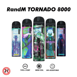 100% Genuine RandM Tornado 8000 puffs Disposable E cigarette RM Type-C rechargeable vapes