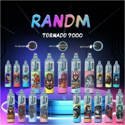 Authentic RandM Tornado 7000 Puffs Disposable E cigarettes Pod Device Powerful Battery 14ml Prefilled Cartridge Mesh Coil RGB light Glowing Vape Pen Kit